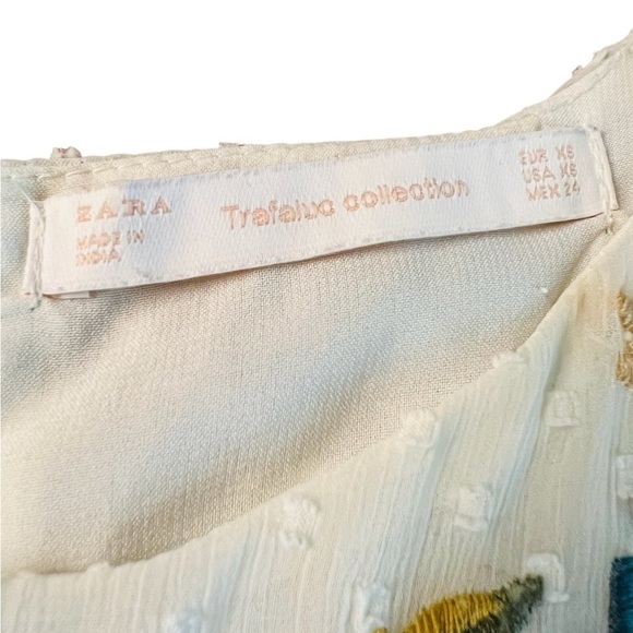 ZARA WOMENS CUTE WHITE FLUTTER SLEEVE EMBROIDERED TOP SIZE XS - Picture 15 of 15